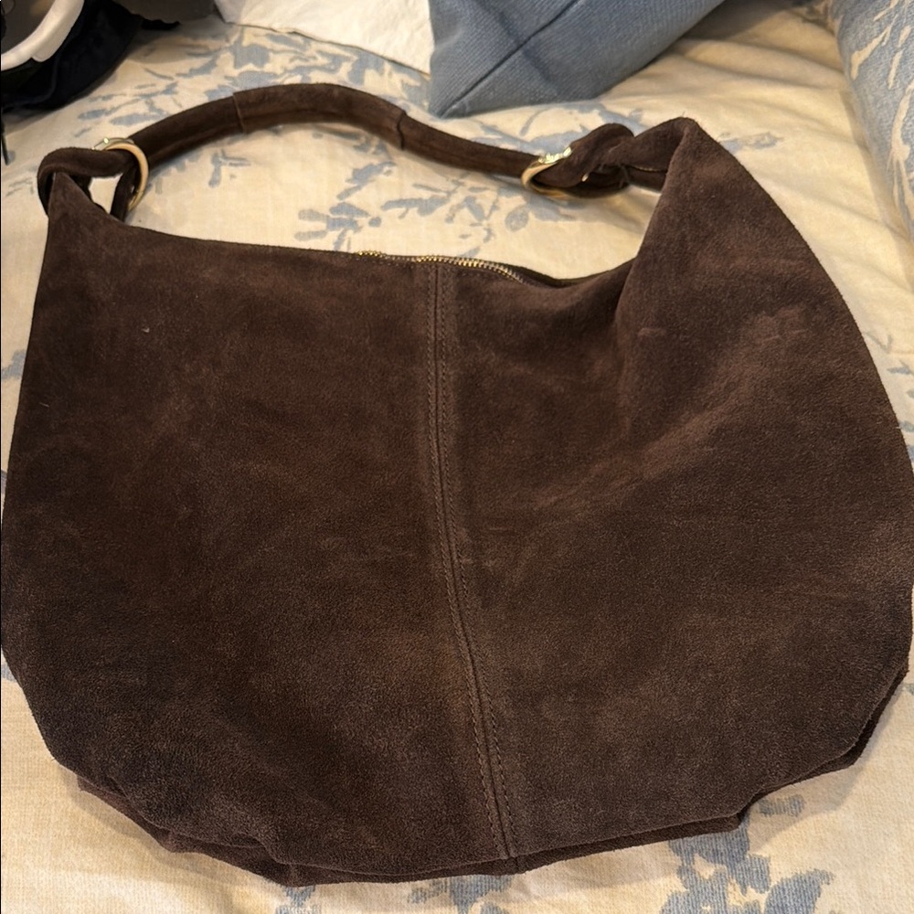 Brown Suede Hobo Bag